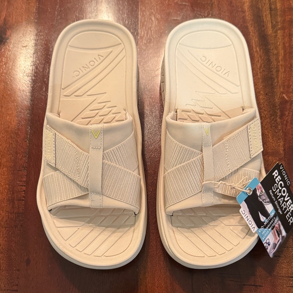 Vionic Beige Slide Sandals